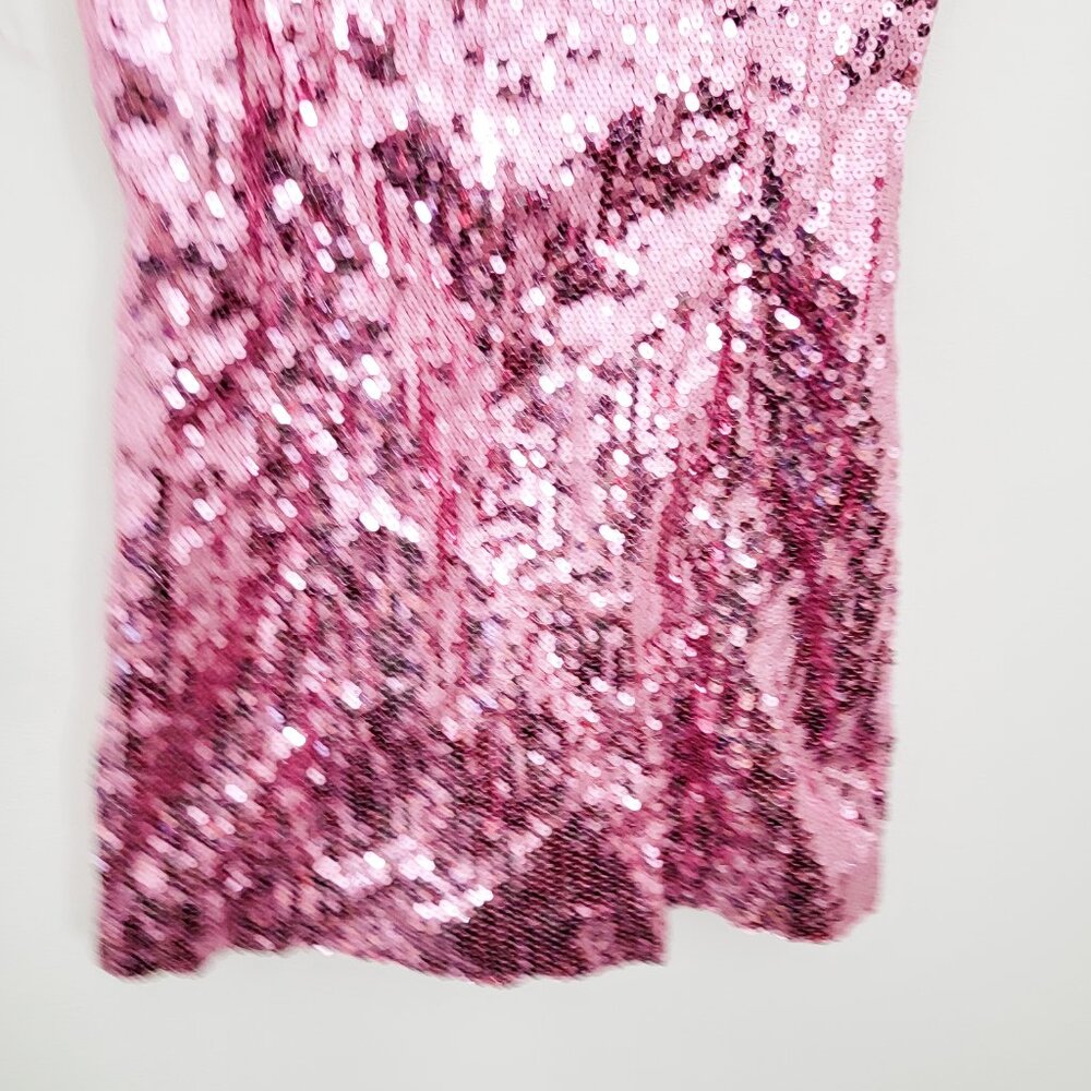 Anthropologie Audrey Adele Pink Feather Sequin Mini Dress Small - Picture 5 of 6